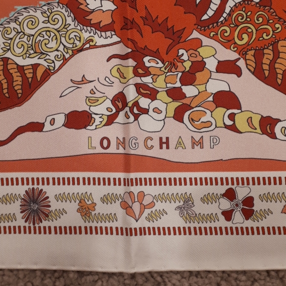 NWT Longchamp Paris Corail Twill Silk Scarf - Picture 4 of 4